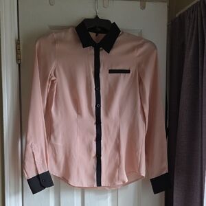 BCBG Men's Dress Shirt with Pink and Black Accents